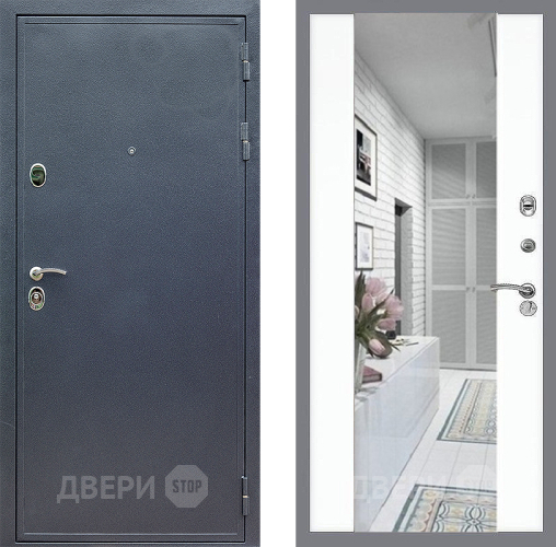 Входная металлическая Дверь Стоп СИЛЬВЕР Зеркало СБ-16 Силк Сноу