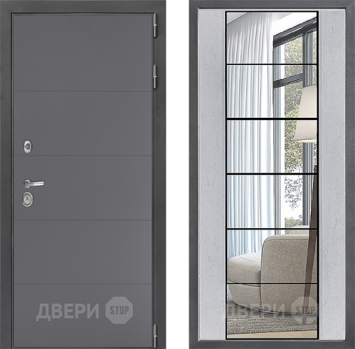 Входная металлическая Дверь Дверной континент ДК-3/649 ФЛЗ-2 Зеркало Бетон светлый