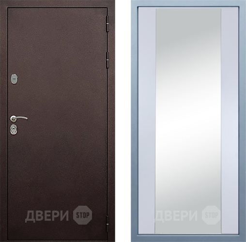 Входная металлическая Дверь Дива МД-40 Медь Д-15 Зеркало Белый