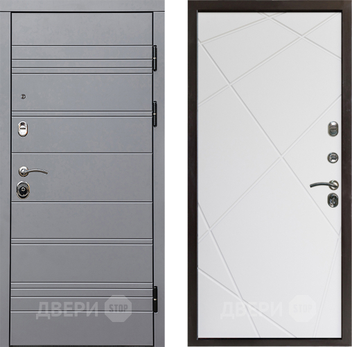 Входная металлическая Дверь Престиж Линия Грэй Лучи Бетон белый