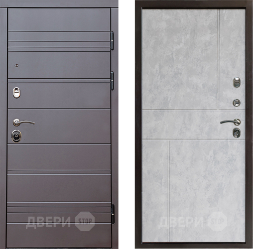 Входная металлическая Дверь Престиж Линия Браун Горизонт Бетон светлый