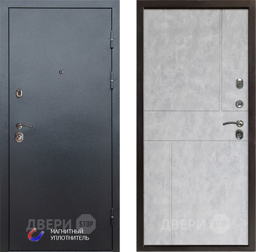 Входная металлическая Дверь Престиж Графит Горизонт Бетон светлый