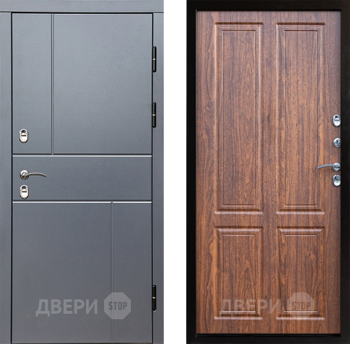 Входная металлическая Дверь Престиж TERMO с терморазрывом Горизонт Грэй Премиум Орех светлый