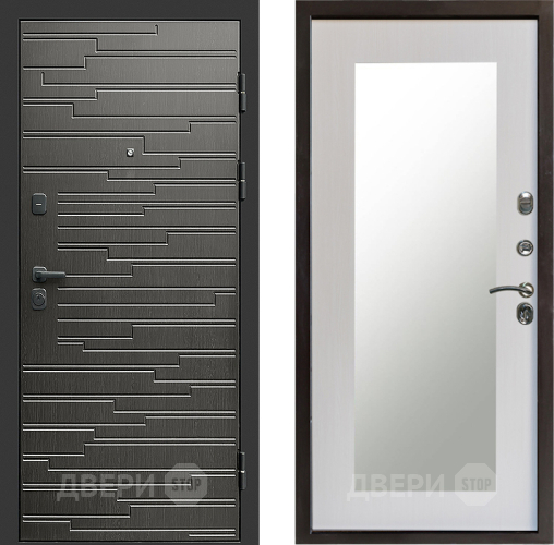 Входная металлическая Дверь Престиж Rivera Зеркло Пастораль Лиственница белая