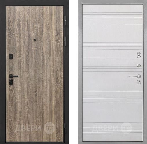 Входная металлическая Дверь Интекрон (INTECRON) Профит Black Дуб Турин ФЛ-316 Белый ясень