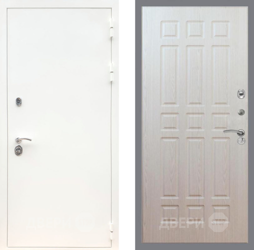 Входная металлическая Дверь Рекс (REX) 5 Белая Шагрень FL-33 Беленый дуб