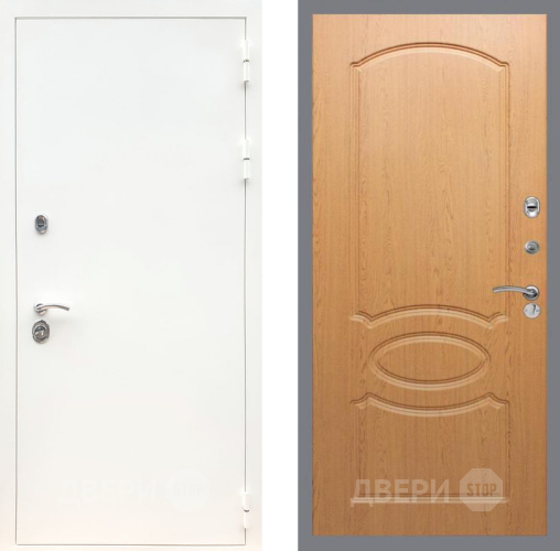 Входная металлическая Дверь Рекс (REX) 5 Белая Шагрень FL-128 Дуб