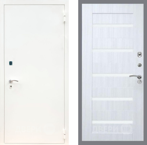 Дверь Рекс (REX) 1А Белая шагрень СБ-14 стекло белое Сандал белый