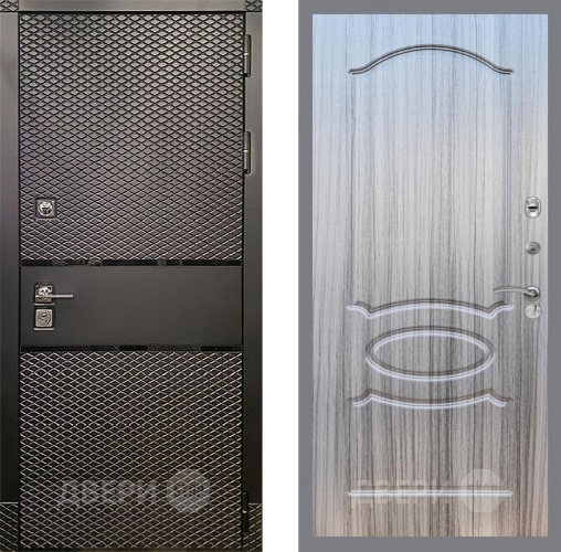 Входная металлическая Дверь Рекс (REX) 15 Черный Кварц FL-128 Сандал грей