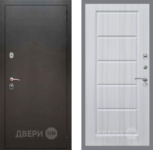 Входная металлическая Дверь Рекс (REX) 5 Серебро Антик FL-39 Сандал белый